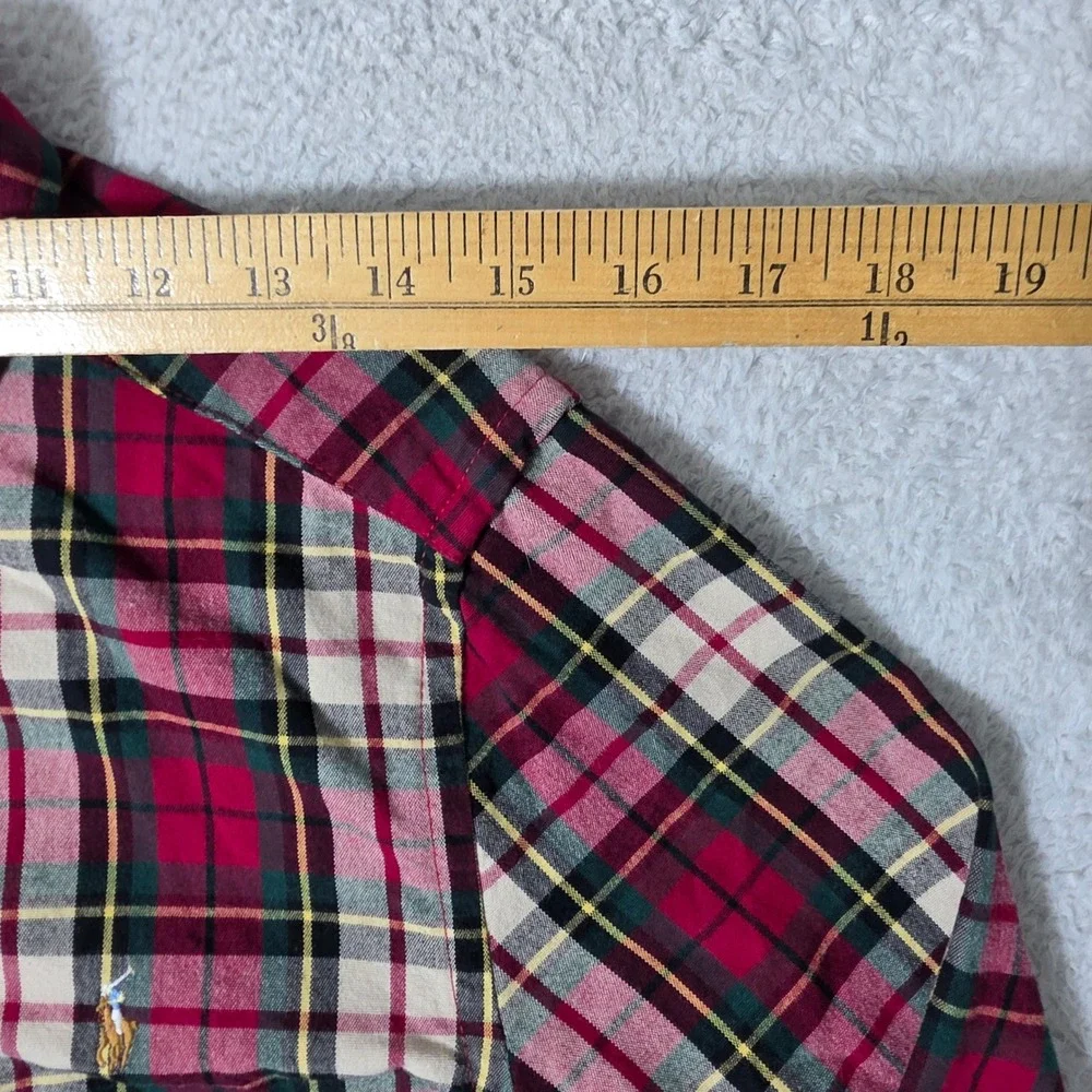 Polo Ralph Lauren Button Down Boys L Red Plaid L/S‎ Flesh Pony Logo
